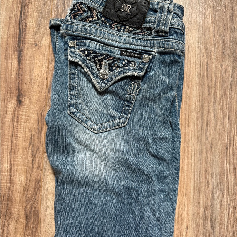 Miss Me Blue Denim Jeans with Embellished Pockets